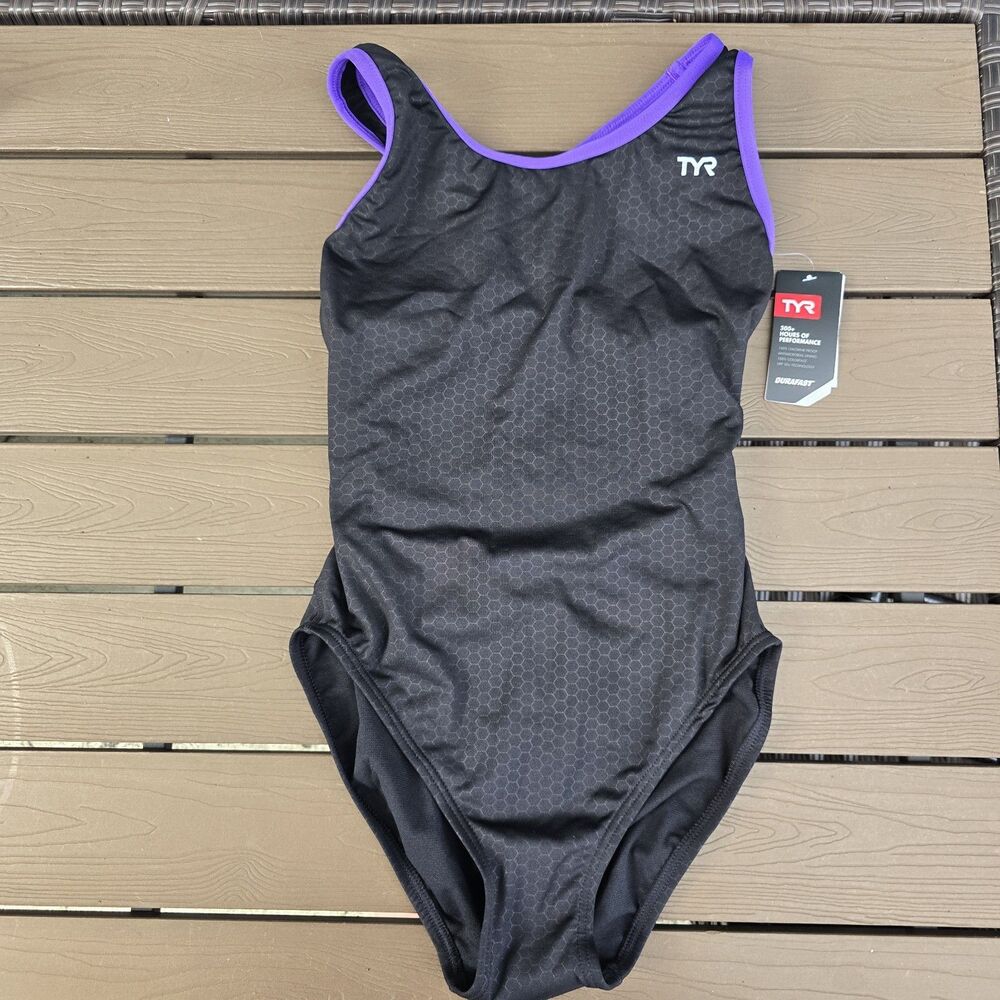 TYR Durafast Elite Women's Hexa Maxfit Black/purple One Piece Swim Sz 40 New